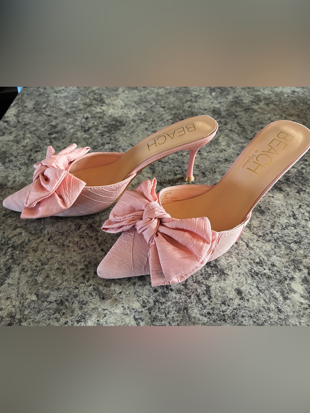Beach by Matisse Goldie Bow Pointed Toe Heel Mule in Pink Size 9